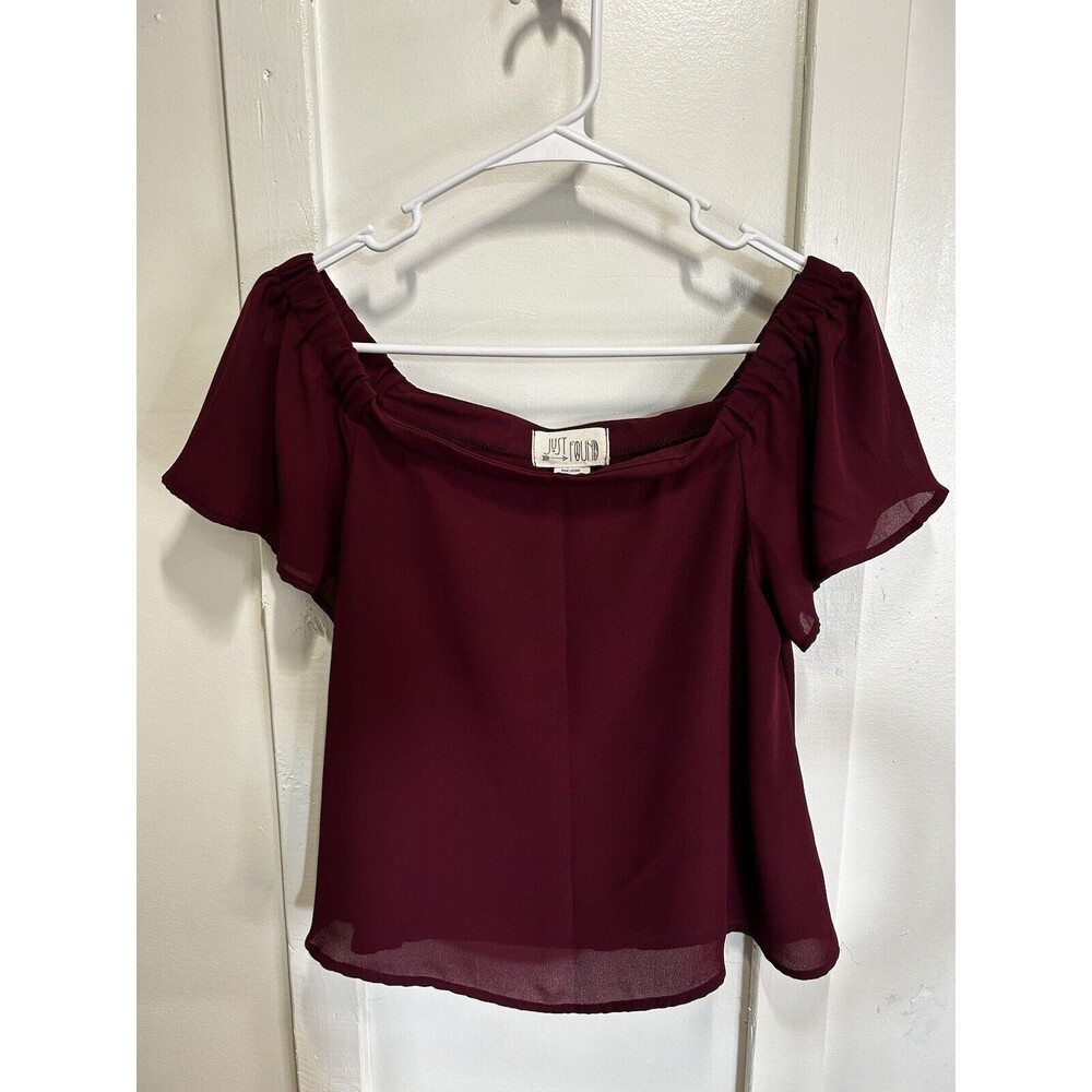 Just Found Women’s Boho Off Shoulder Blouse Maroon Size Medium